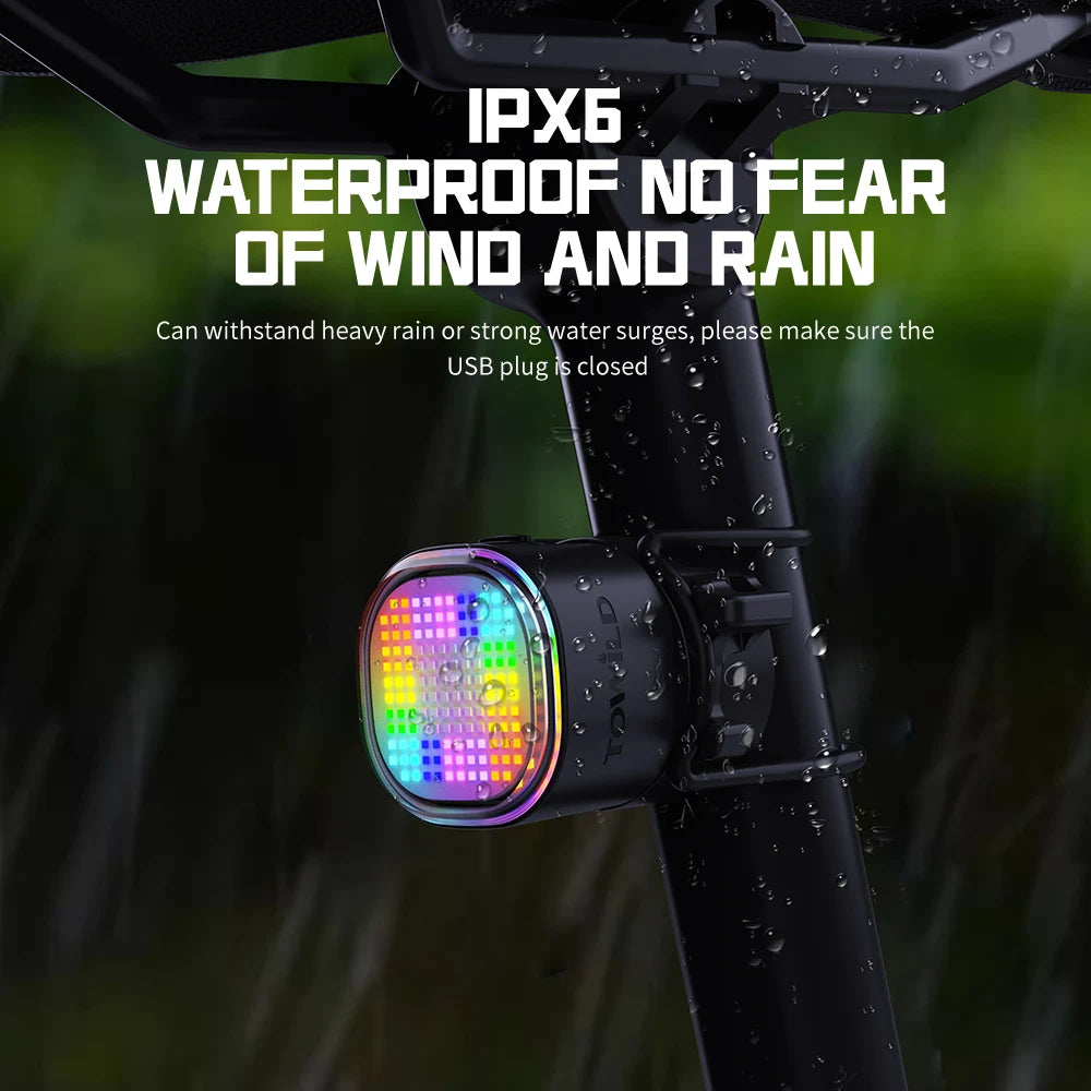 TOWILD TL08 Smart Taillight for Bike Highly Customizable Intelligent Expression Bluetooth Lightweight IPX6 LED Bicycle Taillight