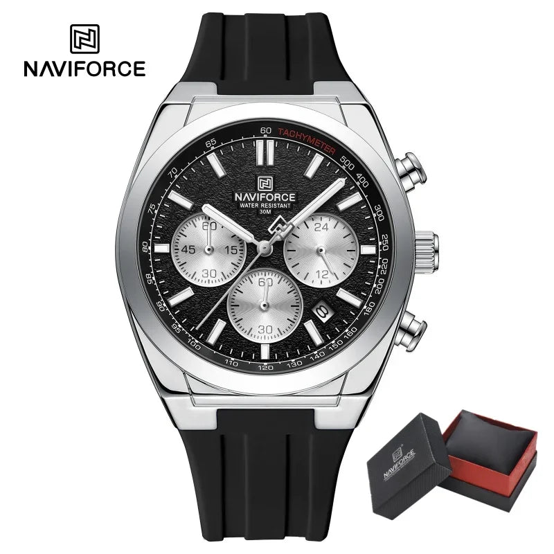 NAVIFORCE Brand Mens Fashion Luxury Quartz Wristwatches Sports 24 hours and Date Display Waterproof Chronograph Clock Male Gift