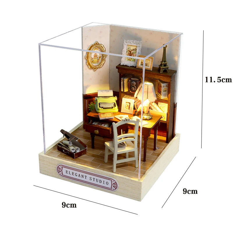 Magical DIY Wooden Miniature Doll House 3D Puzzle Assembly Building Model Kit Production Room Toys Home Bedroom Christmas Gifts