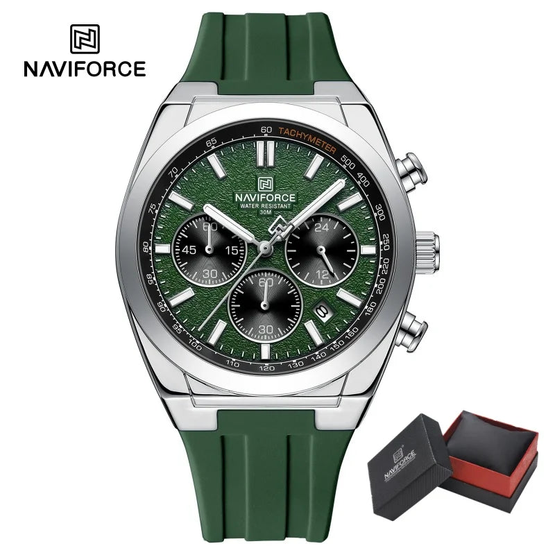 NAVIFORCE Brand Mens Fashion Luxury Quartz Wristwatches Sports 24 hours and Date Display Waterproof Chronograph Clock Male Gift
