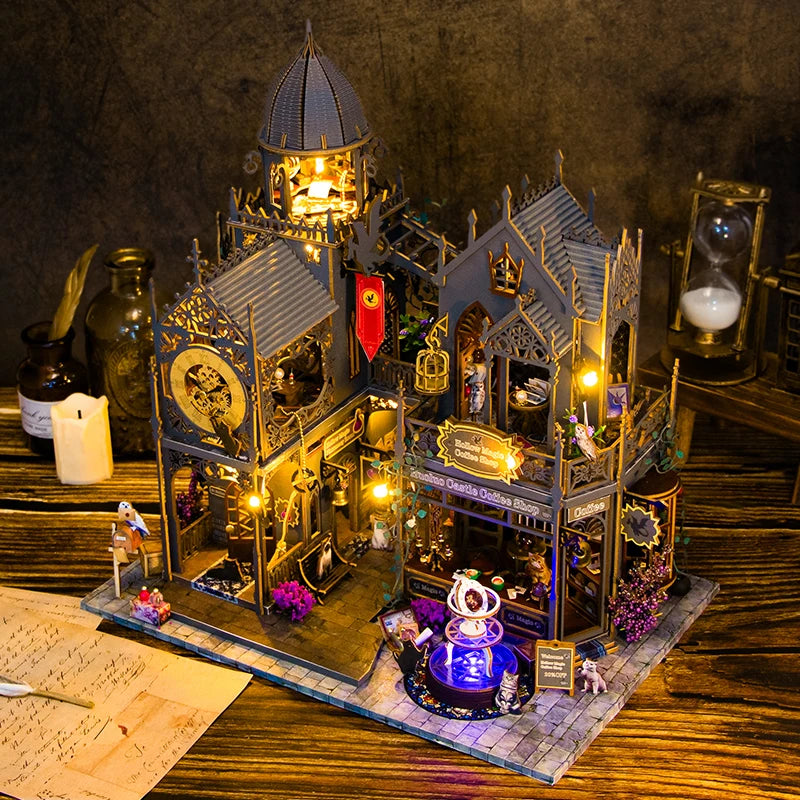 Magical DIY Wooden Miniature Doll House 3D Puzzle Assembly Building Model Kit Production Room Toys Home Bedroom Christmas Gifts