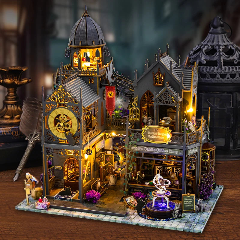 Magical DIY Wooden Miniature Doll House 3D Puzzle Assembly Building Model Kit Production Room Toys Home Bedroom Christmas Gifts