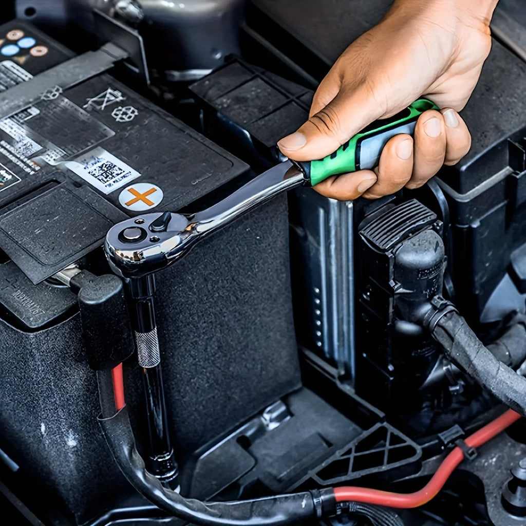 1/4 inch Ratchet Socket Wrench Set, Mechanic Tool Kit and Sockets Set with Quick Release Reversible Ratchet Handle and Extension