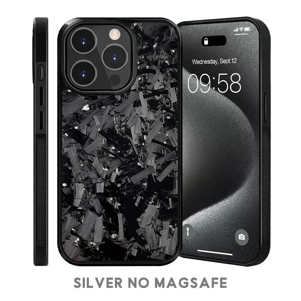 for IPhone 16 15 14 13 12 11 Pro Max Grippy Edges Design Glossy Film Hard PC Cover N-New Real Forged Carbon Fiber Phone Case