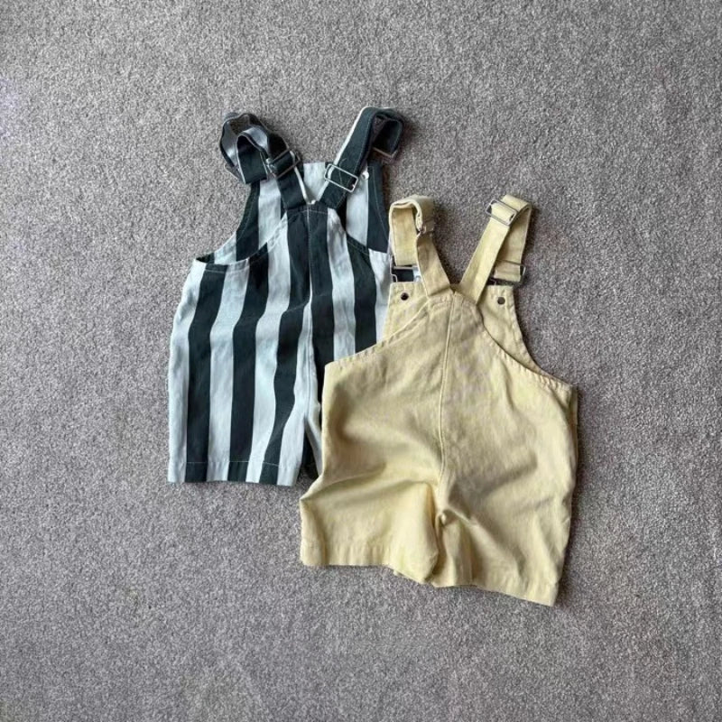 HY2621 Korean Style Infant Toddler Clothing Boys Girls Summer Fashion Washed Overalls Short Pants Korean Version Casual Trousers