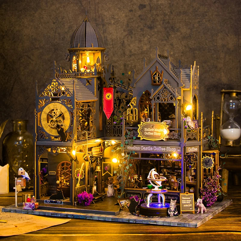 Magical DIY Wooden Miniature Doll House 3D Puzzle Assembly Building Model Kit Production Room Toys Home Bedroom Christmas Gifts