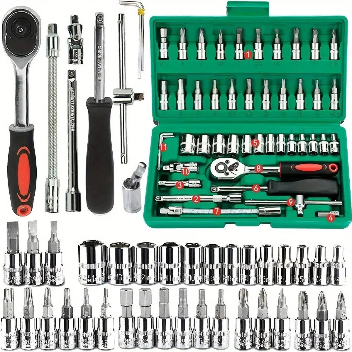 NEW Car Repair Tool Kit 46/53 Piece/Set Socket Set Car Repair Tool Ratchet Torque Wrench Combo Auto Repairing Tool Set