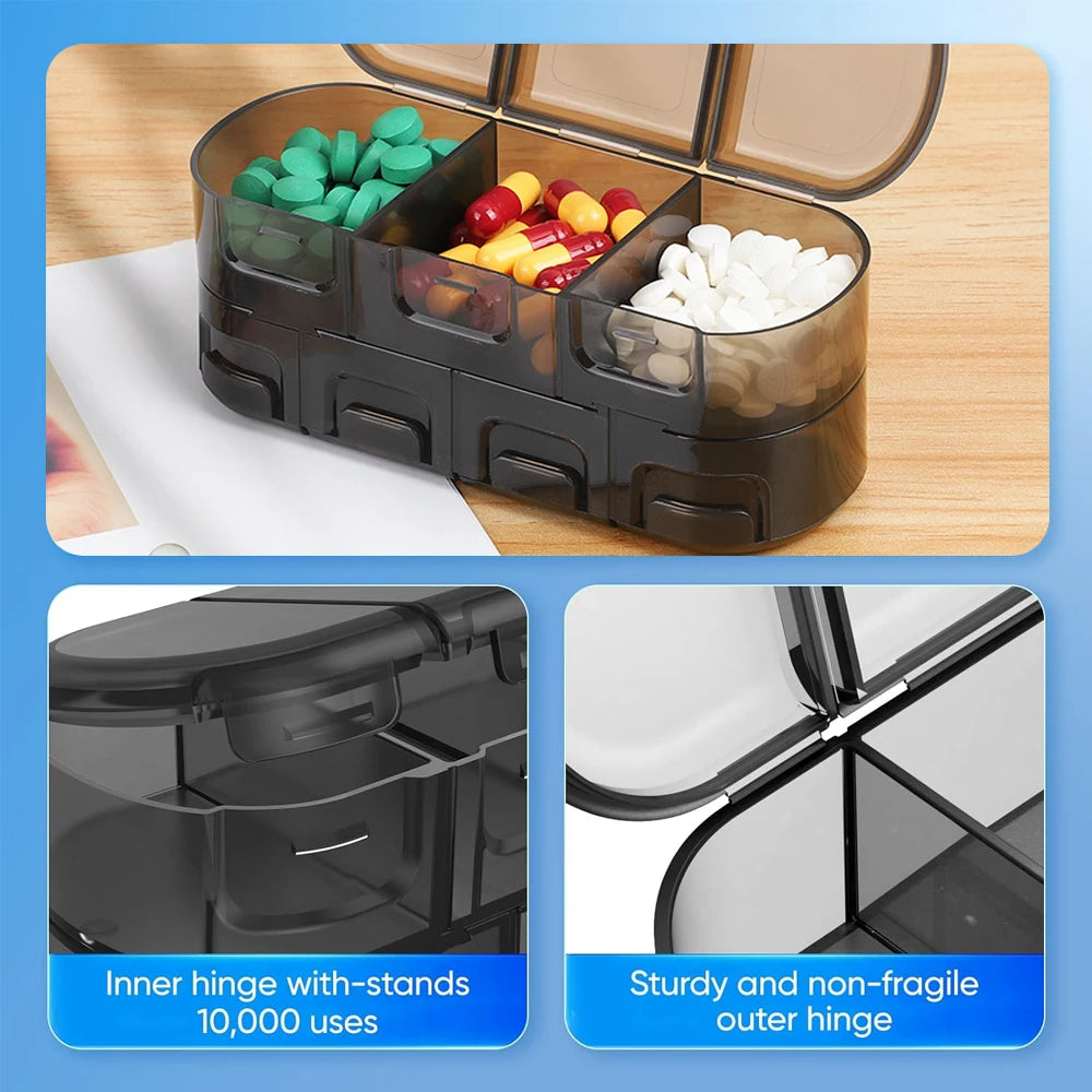 Weekly Pill Organizer, 7 Days Daily Vitamin Case Large Capacity Compartments, Pills Containers for Fish Oil Medicine Supplements