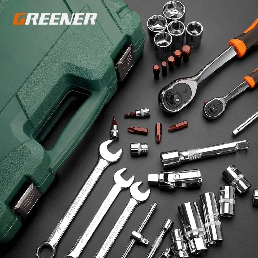 53Piece Wrench Set Kit Multifunctional Complete Professional Tools Kit Ratchet Spanner Household Mechanical Workshop Tools
