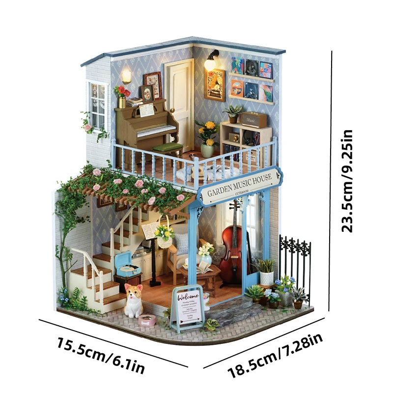 Wooden Doll House Kit 3D Puzzle Assembly Building Model DIY Handmade Toy Set Room Bedroom Decoration Dollhouse For Christmas Gif
