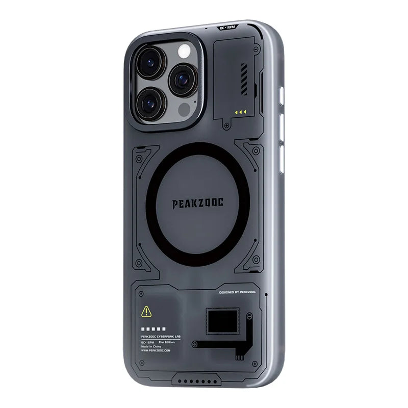 Peakzooc Cyber Memory Card Phone Case Magnetic Bracket SIM Card/SD/TF/Memory Card Storage Manager for IPhone 15/16 Pro Max Gift