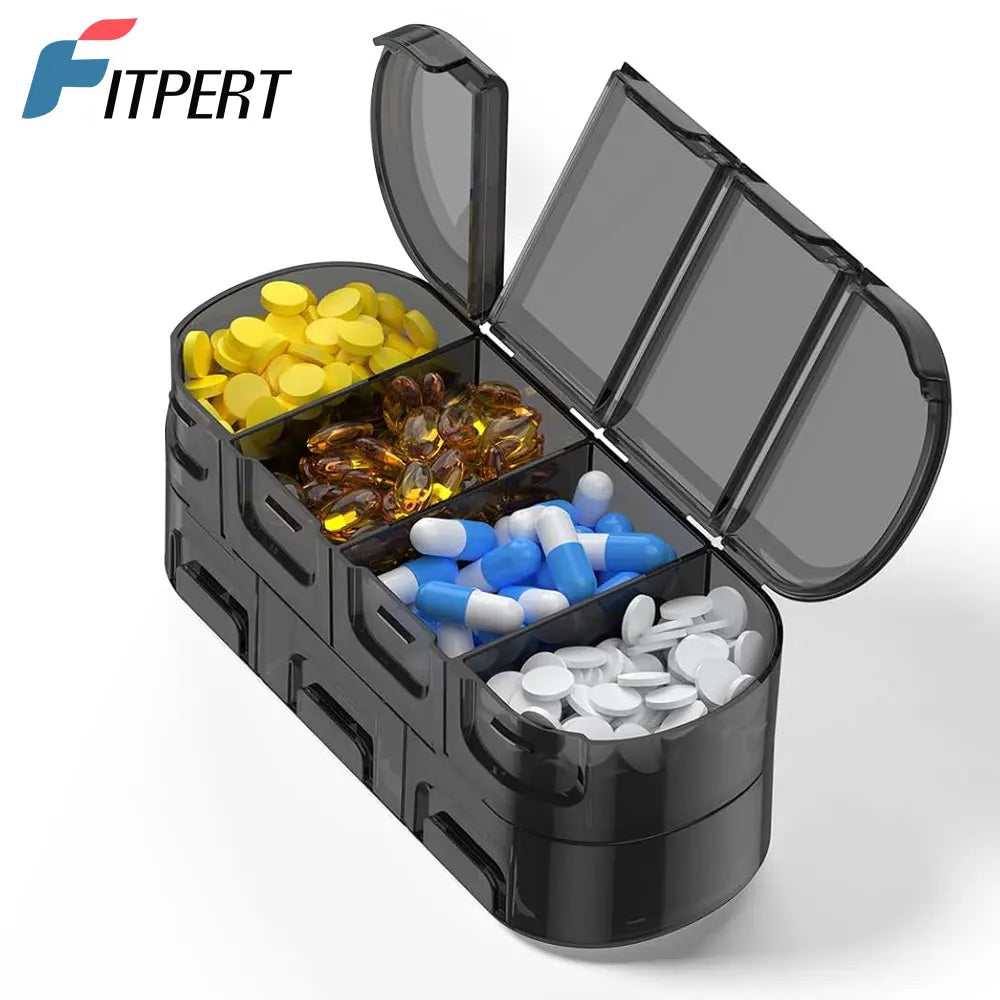 Weekly Pill Organizer, 7 Days Daily Vitamin Case Large Capacity Compartments, Pills Containers for Fish Oil Medicine Supplements