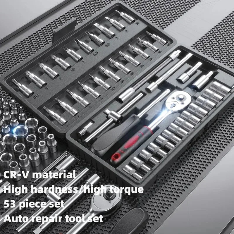 NEW Car Repair Tool Kit 46/53 Piece/Set Socket Set Car Repair Tool Ratchet Torque Wrench Combo Auto Repairing Tool Set
