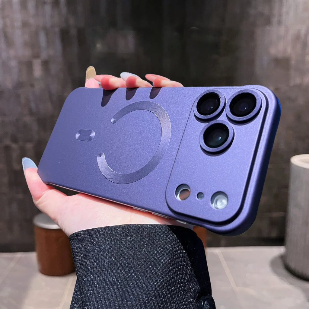 Luxury Plating Frameless Magsafe Case for iPhone 17 Pro Max Air Lens Film Ultra Thin PC Cover for iPhone 13 14 12 15 16 Pro Max