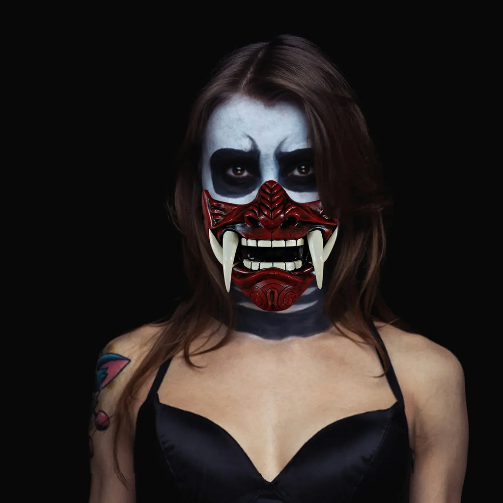 Japanese Samurai Oni Demon Mask Halloween Demon Samurai Cosplay Horror Prajna Killer Thicken Plastic Masks Party Costume Props