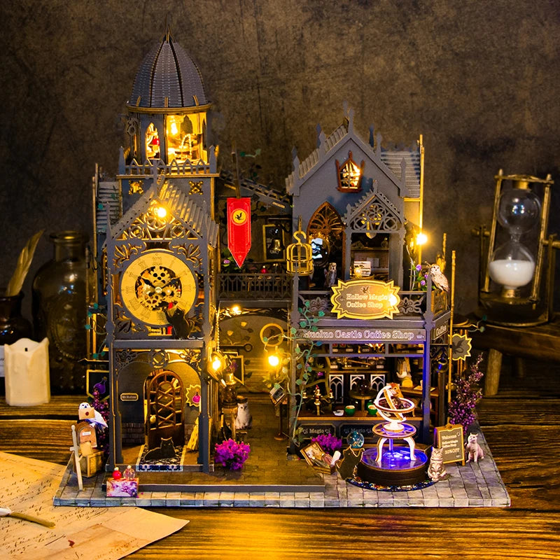 Magical DIY Wooden Miniature Doll House 3D Puzzle Assembly Building Model Kit Production Room Toys Home Bedroom Christmas Gifts