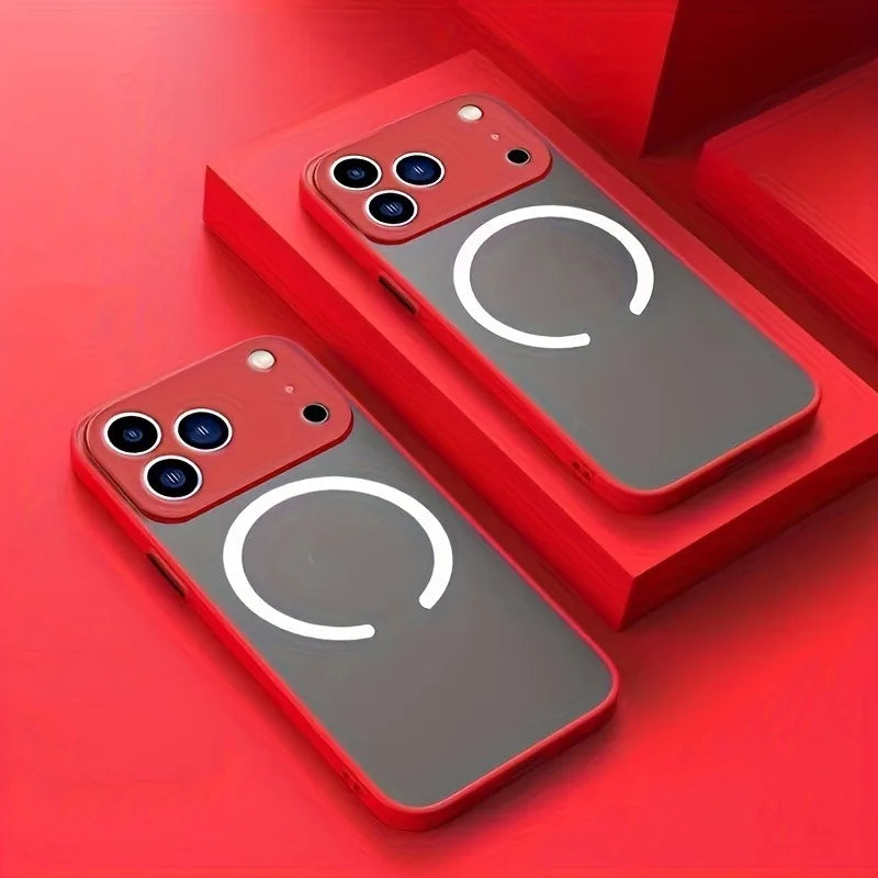 Translucent Magnetic Armor Phone Case For iPhone 17 16 15 14 13 12 Pro Max Plus Air For Magsafe Magnetic Wireless Charging Cover